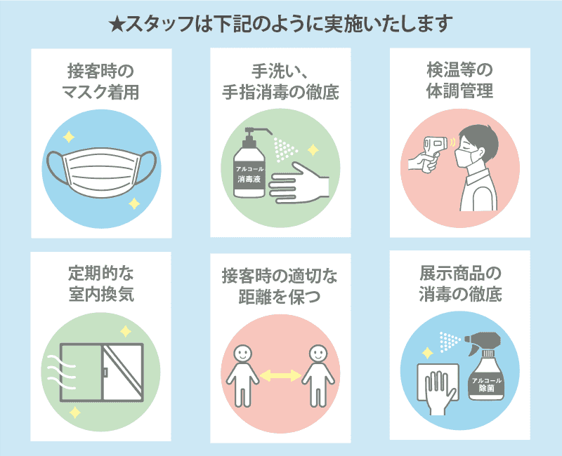★スタッフは下記のように実施いたします